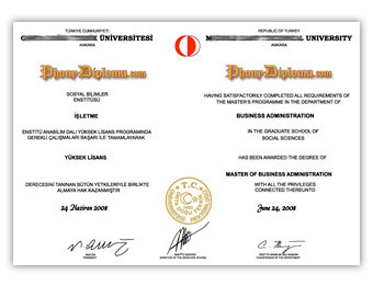 Middle East Tech University - Fake Diploma Sample from Turkey